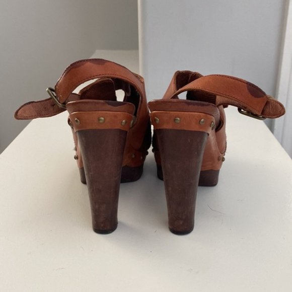 Ugg Brown Calf Hair Peep Toe Platform Heels Size 36.5 - Picture 4 of 10